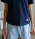 Women Summer Pajama set Dark Blue T-shirt + Light Blue X Dark Blue Plaid Shorts